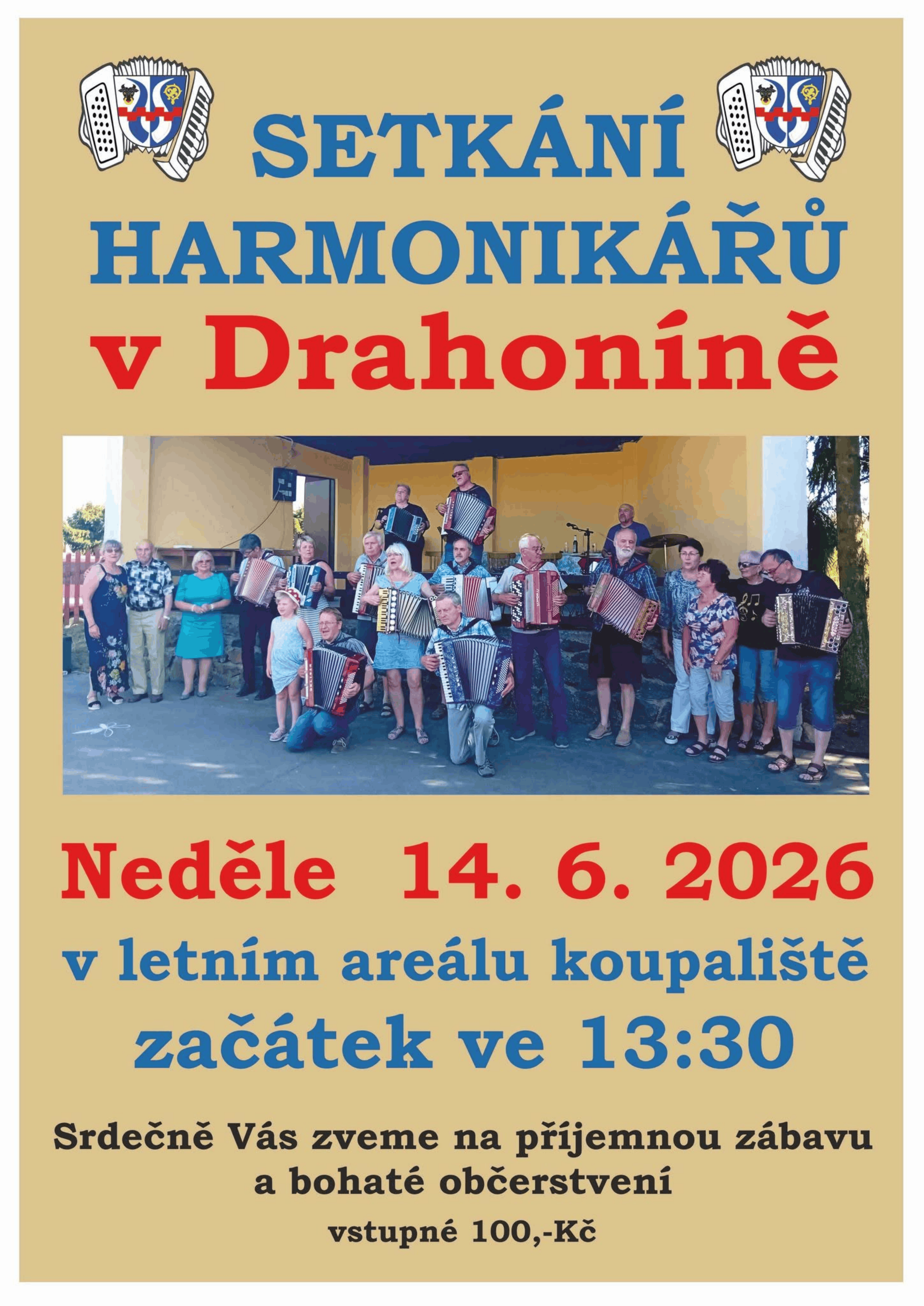 Obec Žďárec - Setkání harmonikářů v Drahoníně